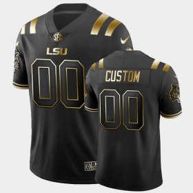 #00 Custom College Football LSU 2019-20 Peach Bowl Champions Golden Men Black Jersey 337711-912