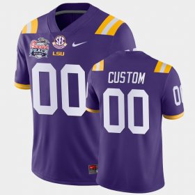 #00 Custom College Football LSU 2019-20 Peach Bowl Champions Away Men's Purple Jersey 407494-265