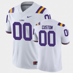 #00 Custom College Football Louisiana State Tigers Game Mens White Jersey 732631-799