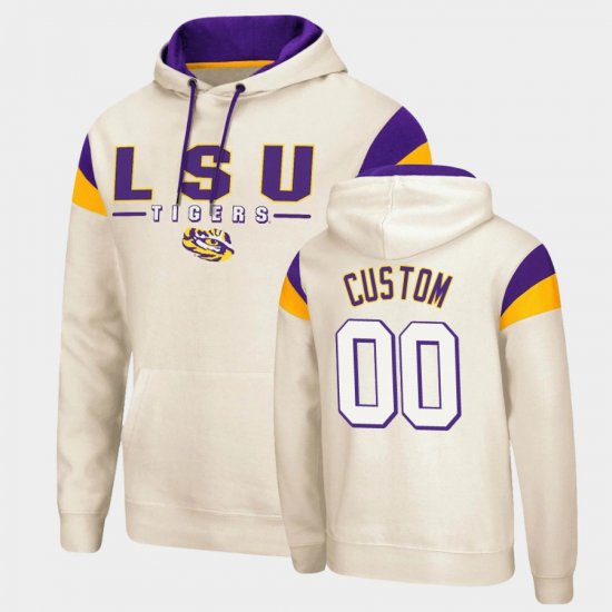 #00 Custom Fortress LSU Pullover Men\'s Cream Hoodie 910522-944