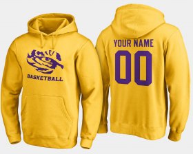 #00 Custom Name and Number Louisiana State Tigers Basketball Men's Gold Hoodie 686198-643