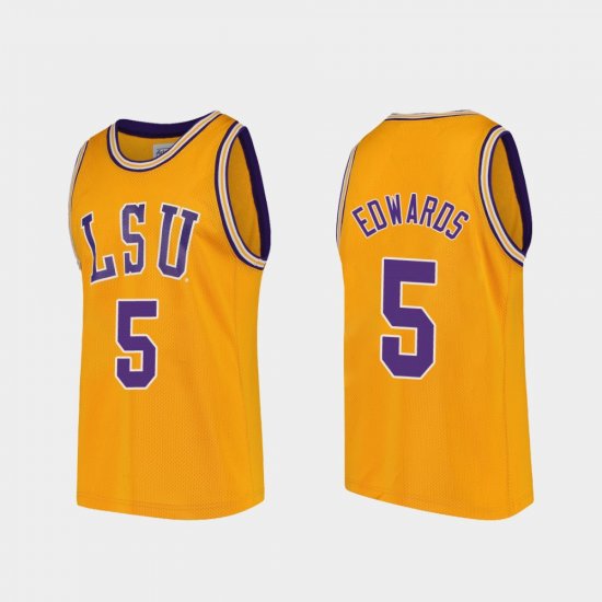 #5 Daryl Edwards Replica LSU College Basketball Men\'s Gold Jersey 886693-334