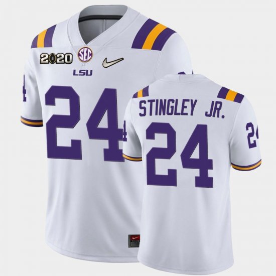 #24 Derek Stingley Jr. Game LSU Tigers 2020 Football Mens White Jersey 641844-245