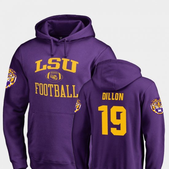 #19 Derrick Dillon Neutral Zone Louisiana State Tigers College Football Men Purple Hoodie 731378-890