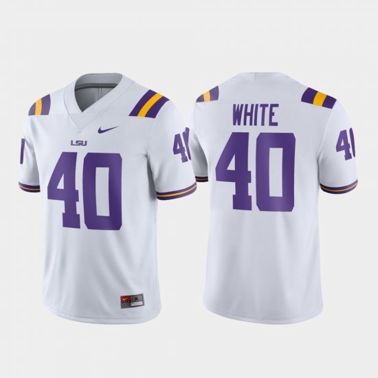 #40 Devin White Game Tigers Football Men White Jersey 336954-874