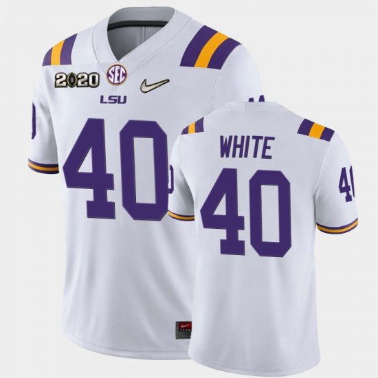 #40 Devin White Game LSU 2020 Football Mens White Jersey 334107-997