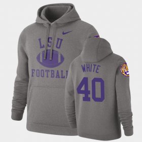 #40 Devin White Retro Football LSU Pullover Men's Heathered Gray Hoodie 367715-206