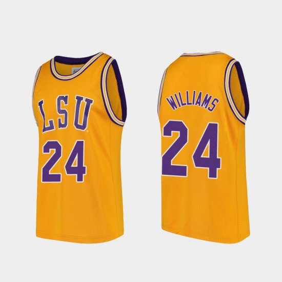 #24 Emmitt Williams Replica LSU Tigers College Basketball Mens Gold Jersey 683293-223