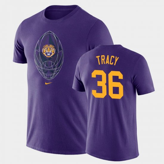 #36 Cole Tracy Football Icon Tigers Legend Mens Purple T-Shirt 634166-323