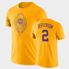 #2 Justin Jefferson Football Icon Tigers Legend Men Gold T-Shirt 598239-789