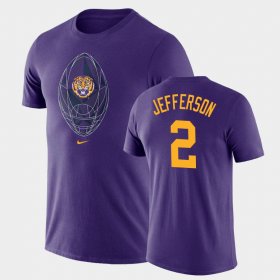 #2 Justin Jefferson Football Icon LSU Tigers Legend Mens Purple T-Shirt 199364-139