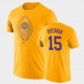 #15 Myles Brennan Football Icon LSU Legend Men Gold T-Shirt 137371-581