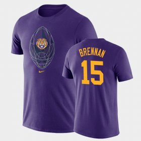 #15 Myles Brennan Football Icon LSU Tigers Legend Men's Purple T-Shirt 703588-532