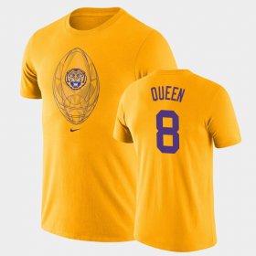 #8 Patrick Queen Football Icon Louisiana State Tigers Legend Men Gold T-Shirt 280885-613