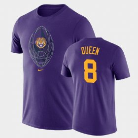 #8 Patrick Queen Football Icon LSU Tigers Legend Mens Purple T-Shirt 251373-462