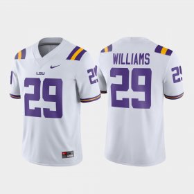 #29 Greedy Williams Game LSU Football Mens White Jersey 259726-609