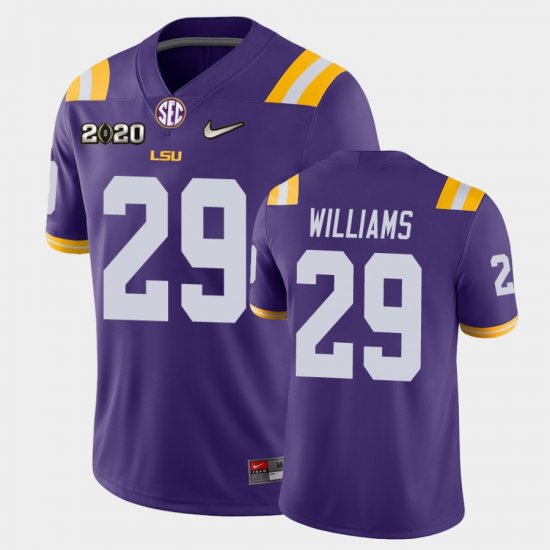 #29 Greedy Williams Game LSU Tigers 2020 Football Mens Purple Jersey 114566-301