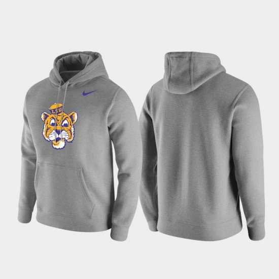 Vintage Logo LSU Tigers Club Fleece Men\'s Heathered Gray Hoodie 166159-159