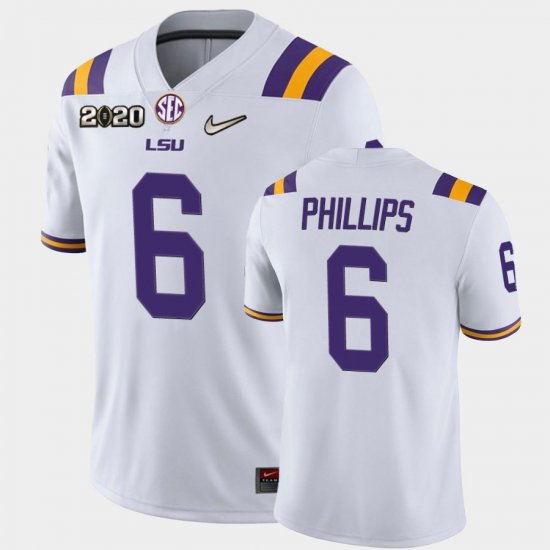 #6 Jacob Phillips Game Tigers 2020 Football Men White Jersey 532839-502