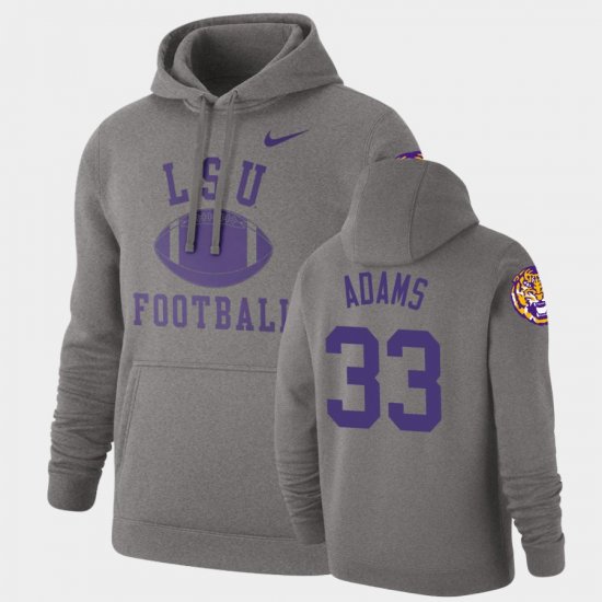 #33 Jamal Adams Retro Football LSU Pullover Men Heathered Gray Hoodie 611272-276