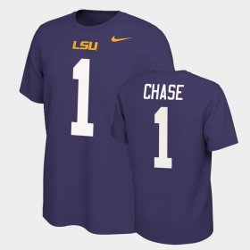 #1 Ja'Marr Chase Name and Number LSU Name & Number Retro Mens Purple T-Shirt 816467-176