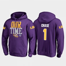 #1 Ja'Marr Chase 2019 Fiesta Bowl Bound LSU Tigers Counter Mens Purple Hoodie 692836-821