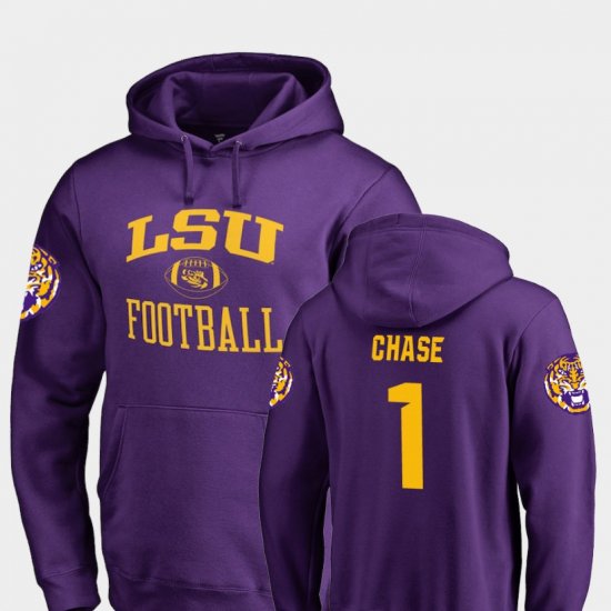 #1 Ja\'Marr Chase Neutral Zone LSU College Football Men\'s Purple Hoodie 819690-352