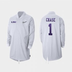 #1 Ja'Marr Chase 2019 College Football Playoff Bound LSU Full-Zip Sideline Men's White Jacket 197205-863