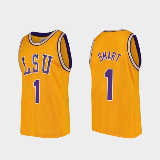 #1 Javonte Smart Replica Louisiana State Tigers College Basketball Mens Gold Jersey 777475-791