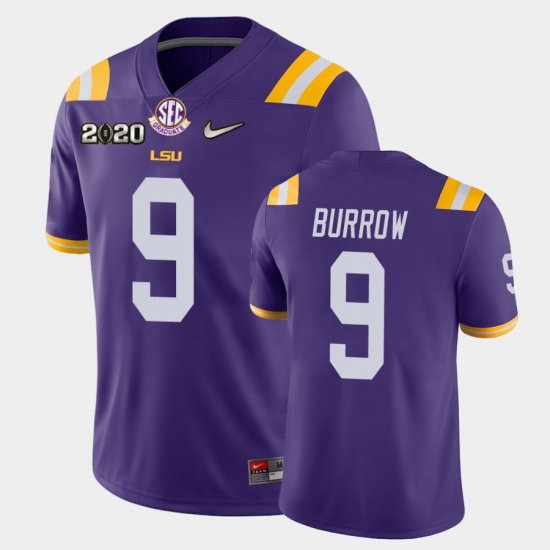 #9 Joe Burrow Game Tigers 2020 National Champions Men Purple Jersey 284662-664