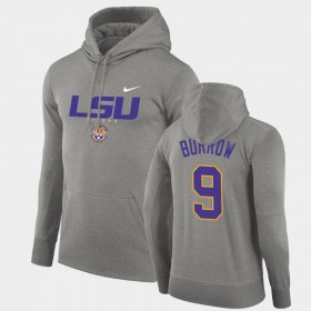 #9 Joe Burrow Facility Performance LSU Tigers Pullover Mens Gray Hoodie 950764-542