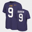 #9 Joe Burrow Name and Number LSU Name & Number Retro Men's Purple T-Shirt 230463-576