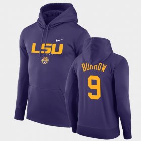 #9 Joe Burrow Facility Performance Louisiana State Tigers Pullover Mens Purple Hoodie 869272-933