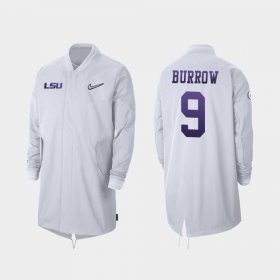 #9 Joe Burrow 2019 College Football Playoff Bound LSU Tigers Full-Zip Sideline Mens White Jacket 313504-122