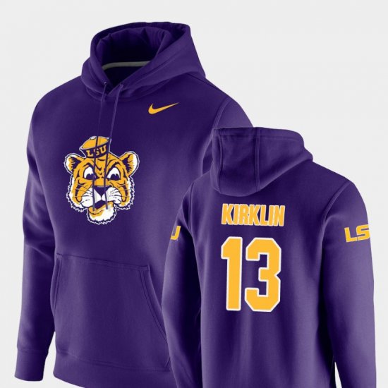 #13 Jontre Kirklin Vault Logo Club LSU Pullover Men Purple Hoodie 761940-551