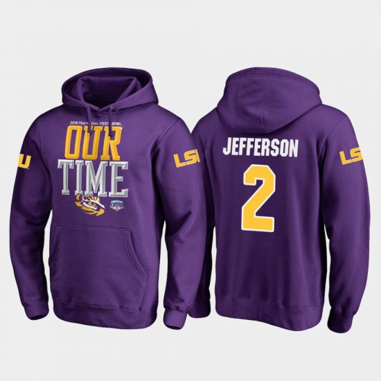 #2 Justin Jefferson 2019 Fiesta Bowl Bound LSU Tigers Counter Mens Purple Hoodie 604724-734