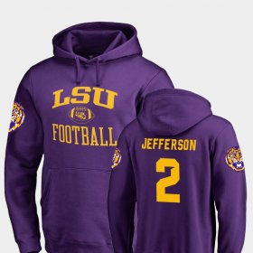 #2 Justin Jefferson Neutral Zone Louisiana State Tigers College Football Men Purple Hoodie 124449-561