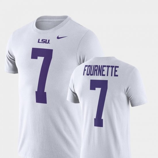 #7 Leonard Fournette Name and Number Louisiana State Tigers Football Performance Men\'s White T-Shirt 722547-725