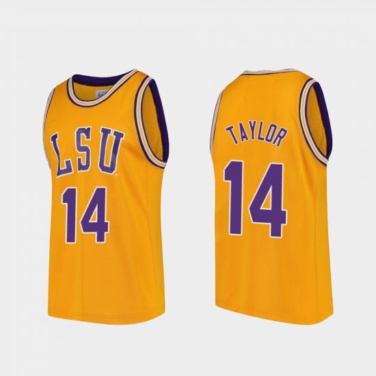 #14 Marlon Taylor Replica Louisiana State Tigers College Basketball Mens Gold Jersey 752747-346
