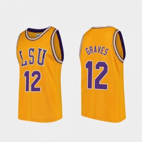 #12 Marshall Graves Replica LSU College Basketball Men's Gold Jersey 614938-973
