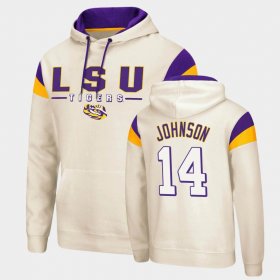 #14 Max Johnson Fortress LSU Pullover Mens Cream Hoodie 836686-370