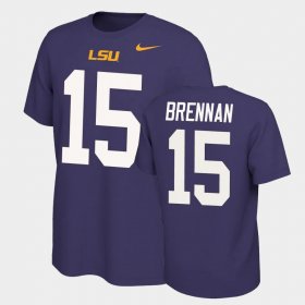 #15 Myles Brennan Name and Number Louisiana State Tigers Name & Number Retro Men Purple T-Shirt 507134-140