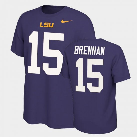 #15 Myles Brennan Name and Number Louisiana State Tigers Name & Number Retro Men Purple T-Shirt 507134-140