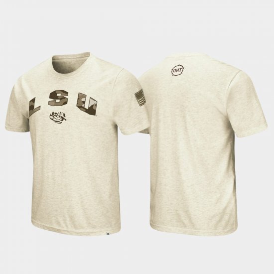 OHT Military Appreciation Louisiana State Tigers Desert Camo Mens Oatmeal T-Shirt 742390-786