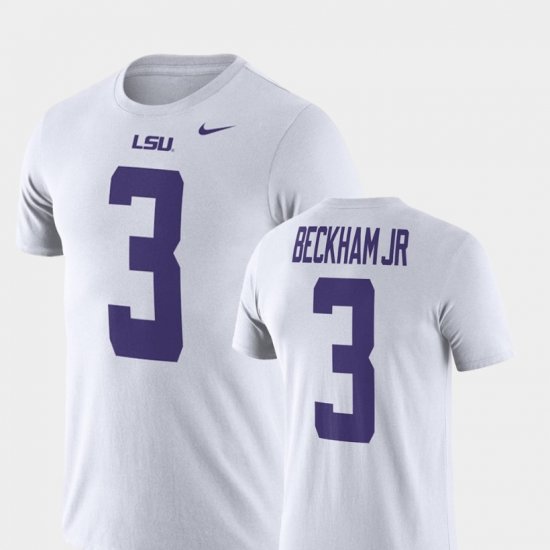 #3 Odell Beckham Jr Name and Number LSU Tigers Football Performance Men\'s White T-Shirt 984026-984