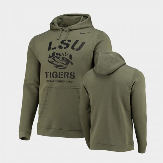 Stencil Arch Louisiana State Tigers Club Fleece Men\'s Olive Hoodie 591046-612