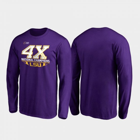 4-Time Football National Champions LSU Reverse Long Sleeve Mens Purple T-Shirt 291949-330