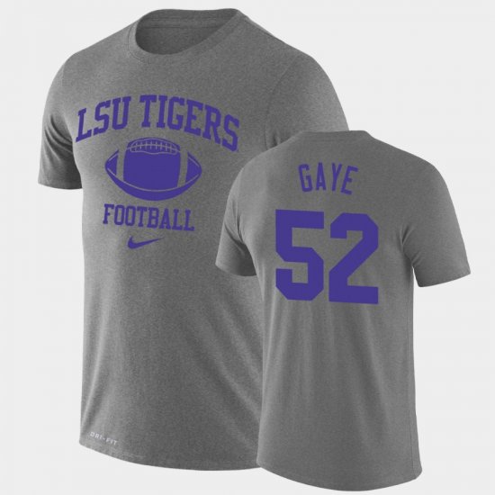 #52 Ali Gaye Retro Football Louisiana State Tigers Legend Performance Men\'s Heathered Gray T-Shirt 910831-459
