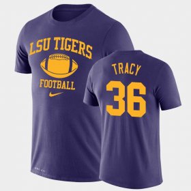 #36 Cole Tracy Retro Football LSU Tigers Legend Performance Men Purple T-Shirt 957148-951