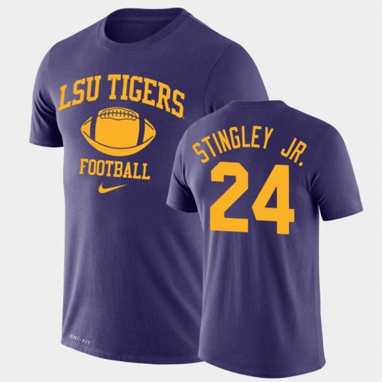 #24 Derek Stingley Jr. Retro Football LSU Legend Performance Men Purple T-Shirt 236020-717